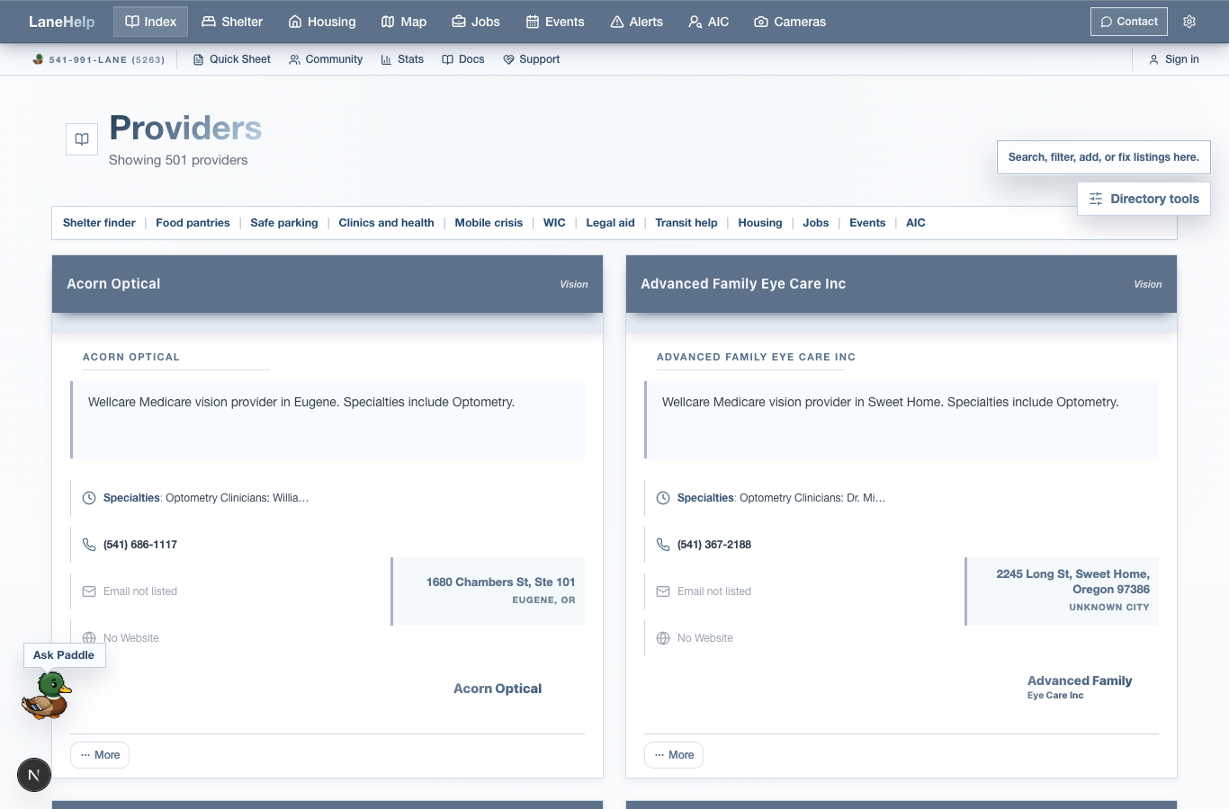 LaneHelp providers desktop screenshot