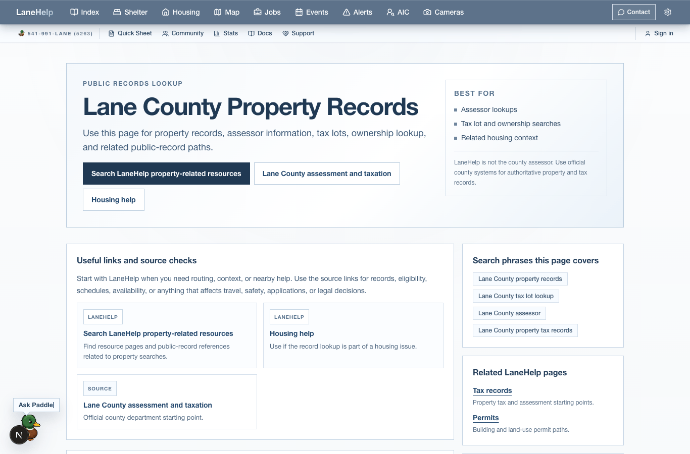 LaneHelp public records desktop screenshot