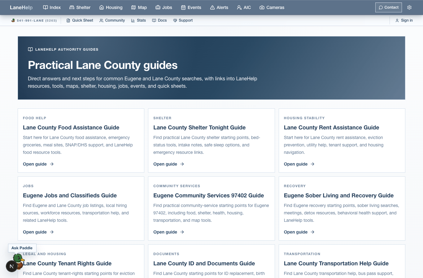 LaneHelp guides desktop screenshot