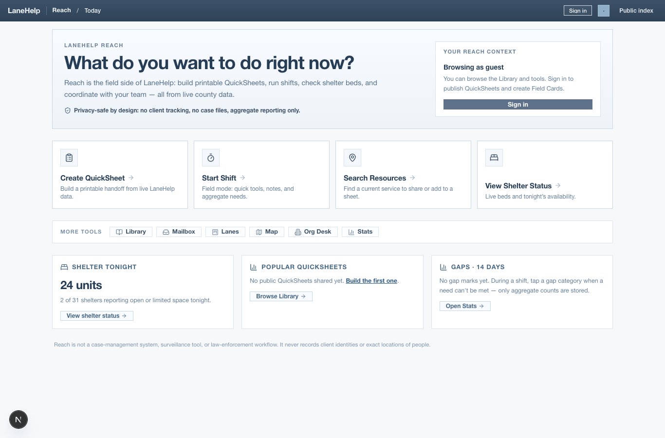 LaneHelp Reach desktop screenshot